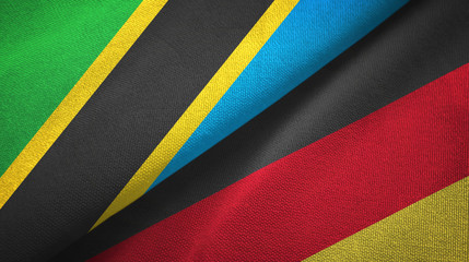 Tanzania and Germany two flags textile cloth, fabric texture