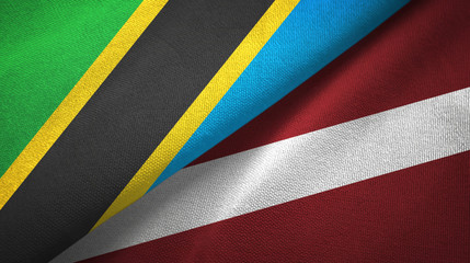 Tanzania and Latvia two flags textile cloth, fabric texture
