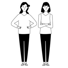 women avatar cartoon character in black and white