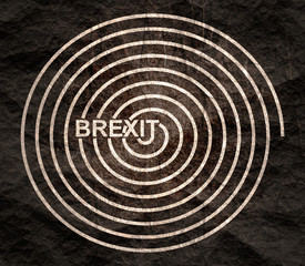 Fototapeta na wymiar United Kingdom exit from Europe relative image. Brexit named politic process. Spiral from Brexit text