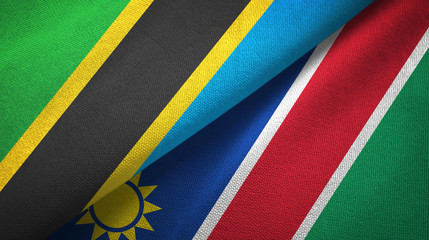 Tanzania and Namibia two flags textile cloth, fabric texture