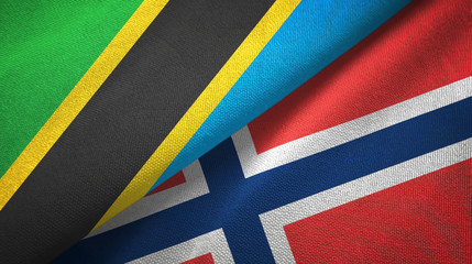 Tanzania and Norway two flags textile cloth, fabric texture