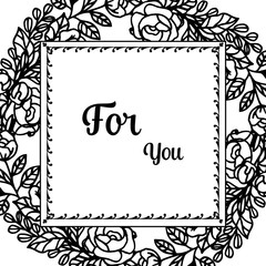 Vector illustration various pattern flower frame for greeting card for you