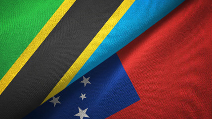Tanzania and Samoa two flags textile cloth, fabric texture