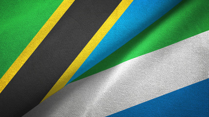 Tanzania and Sierra Leone two flags textile cloth, fabric texture