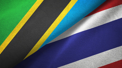 Tanzania and Thailand two flags textile cloth, fabric texture