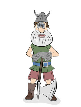 viking picture. man with an ax. vector illustration.