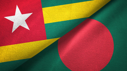 Togo and Bangladesh two flags textile cloth, fabric texture 