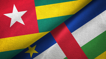 Togo and Central African Republic two flags textile fabric texture 