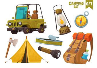 Car tent axe compas backpack flashlight camping set