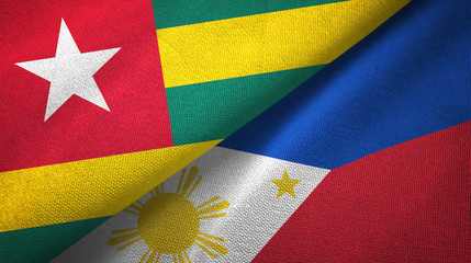 Togo and Philippines two flags textile cloth, fabric texture