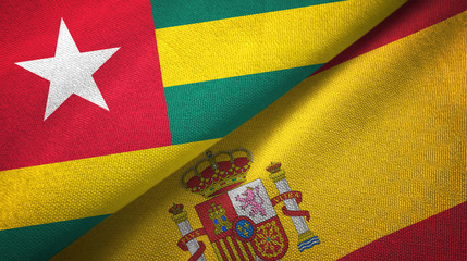 Togo and Spain two flags textile cloth, fabric texture