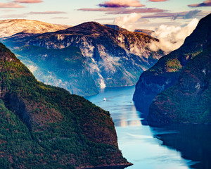 Fjord landscape Aurlandsfjord in Norway