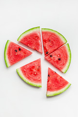 Fresh watermelon slices on white background