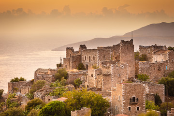 Obraz premium Tower houses in Vathia Greece Mani Peninsula