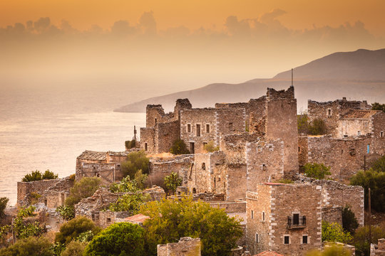 Tower houses in Vathia Greece Mani Peninsula