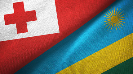 Tonga and Rwanda two flags textile cloth, fabric texture