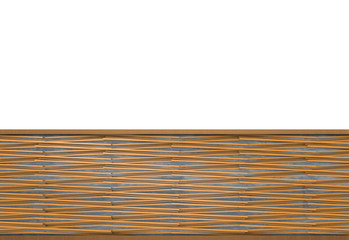 3d rendering. modern strip crossing wood panel design pattern on white wall background.
