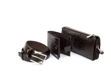 Leather clutch wallet belt
