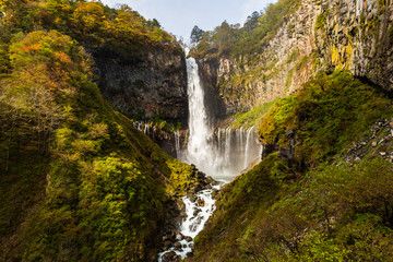 Fototapeta na wymiar Kegon Falls in autumn at the Nikko National Park, Japan.