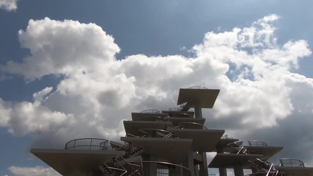 Observatory and clouds and sky
