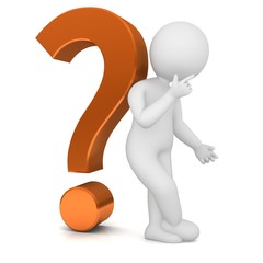 asking man with questions orange question mark 3d render stick figure isolated