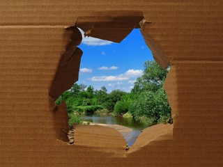 Hole in cardboard