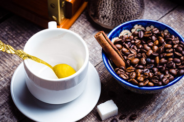 Roasted coffee beans in bowl