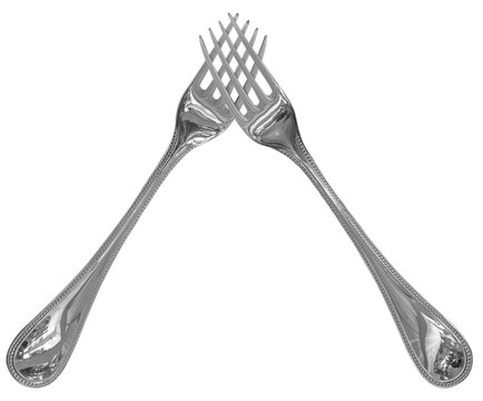 Fourchettes d&rsquo;argent entrecrois&eacute;es 