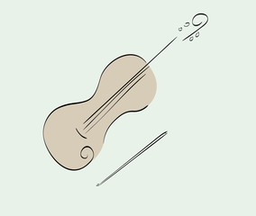 Violin on a white background. Isolated. Sketch. Logo.
