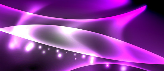 Glossy glowing neon light wave background