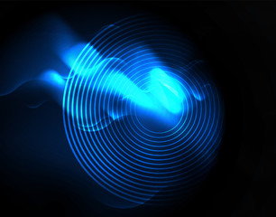 Shiny neon geometric waves template