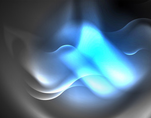 Shiny metallic neon waves vector design