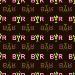 neon bright glowing flashing text bar on black background seamless pattern