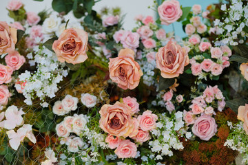 Obraz na płótnie Canvas flower background, colorful background, fresh rose, backdrop wedding, bunch of flower