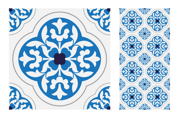 vintage tiles patterns antique seamless design in Vector illustration