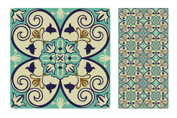 vintage tiles patterns antique seamless design in Vector illustration