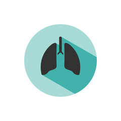 Lungs icon with shade on green circle