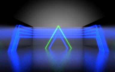 futuristic abstract background. room with neon light. 3d abstract background