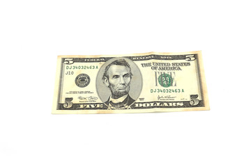 cash american dollars on a white background