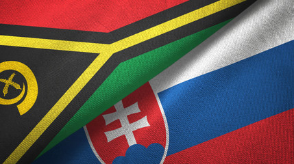 Fototapeta premium Vanuatu and Slovakia two flags textile cloth, fabric texture