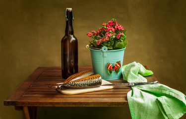 classic vintage still life with fish