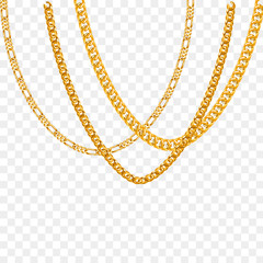 Gold chain isolated. Vector necklace - obrazy, fototapety, plakaty