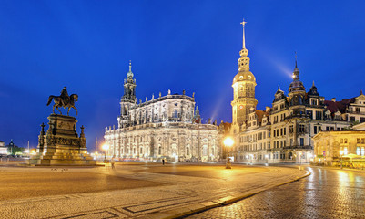 Dresden castle or Royal Palace by night, Saxony, Germany