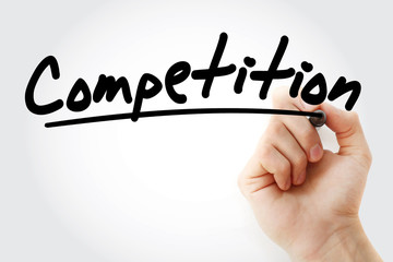 Competition text with marker, business concept background