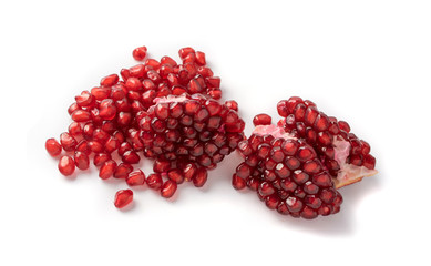 Scattered Pomegranate Seeds Isolated on White Background