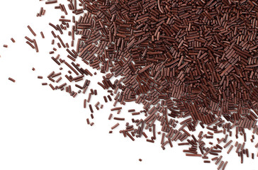 Chocolate Sprinkles Isolated on White Background Top View