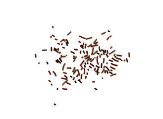 Chocolate Sprinkles Isolated on White Background Top View