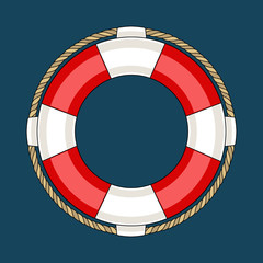 Vector image of a lifebuoy on a blue background.