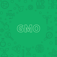 GMO vector green concept frame or illustration in thin line style